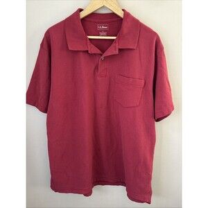 L.L. Bean Men’s Large Maroon Polo Shirt Short Sleeve Wrinkle Resistant Regular